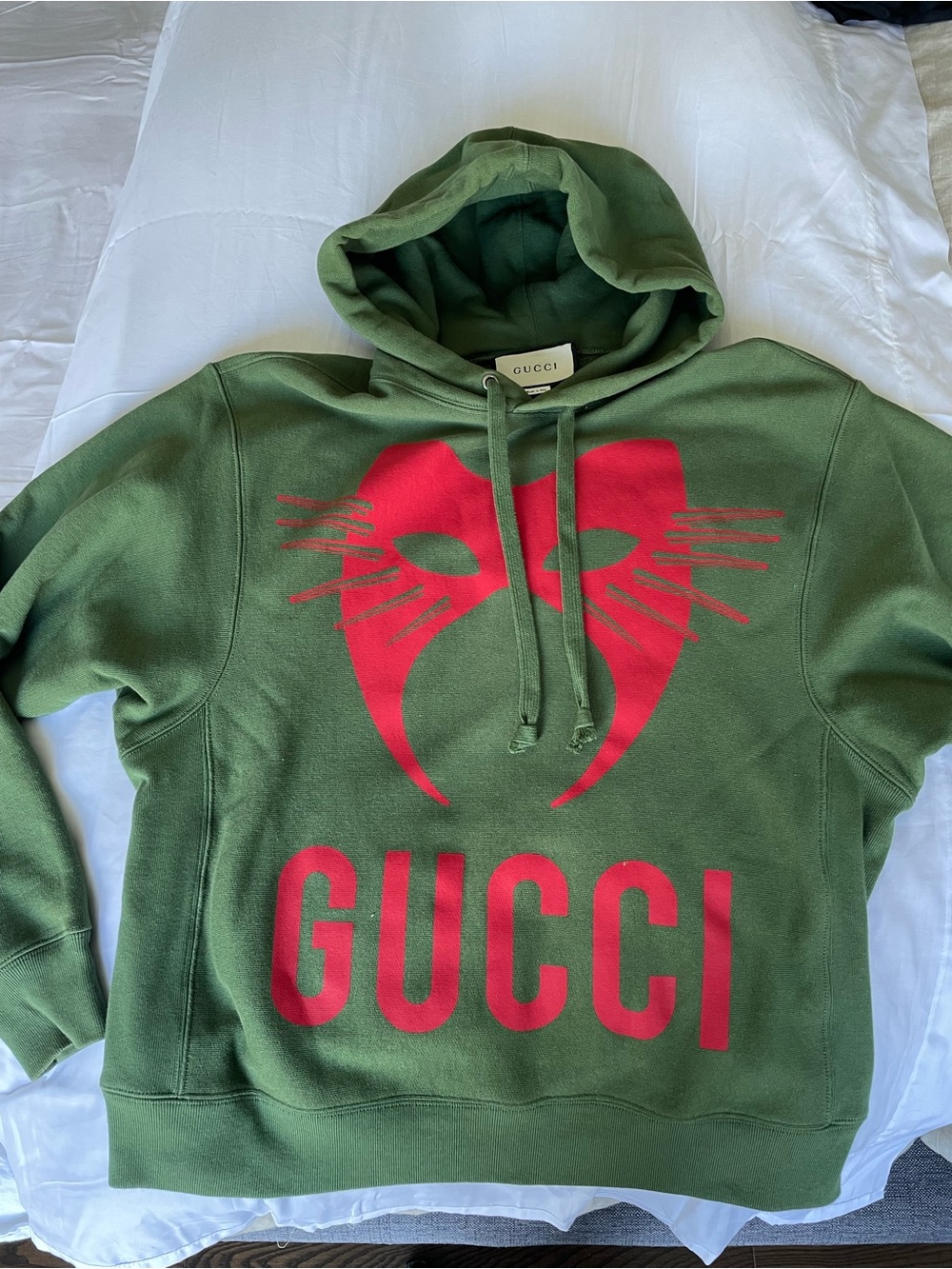 Gucci Green Hoodie with Red Graphic Logorare and bea